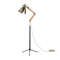 **Verstelbare vloerlamp met metalen en houten elementen**