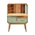 **Moderne Kast met Houten Afwerking en Groene Deuren**